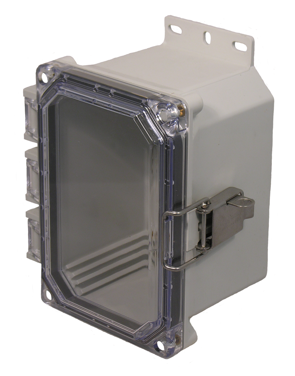 Lockable Latch Mounting Flanges Polyguard 10x8x4-HCLB Polycarbonate Enclosure Hinged Clear Cover 